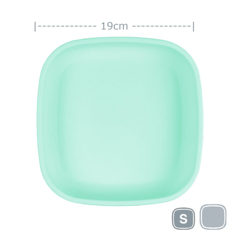 Single Re-Play recycled plastic open flat toddler plate with deep walls on a clean white background, available in Australia Mint.