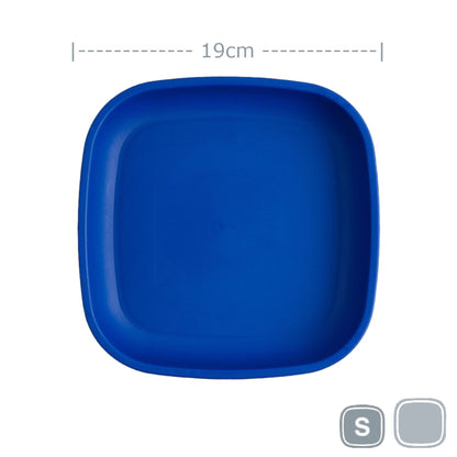 Single Re-Play recycled plastic open flat toddler plate with deep walls on a clean white background, available in Australia  Navy Blue.