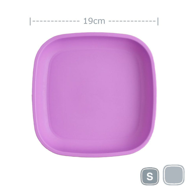 Single Re-Play recycled plastic open flat toddler plate with deep walls on a clean white background, available in Australia Purple.