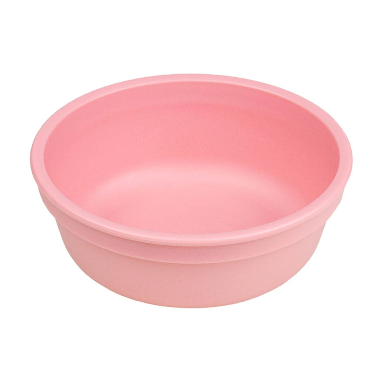 Single Re-Play recycled plastic deep kids feeding bowl with gently curved sides on a clean white background, available in Australia in  Baby Pink.