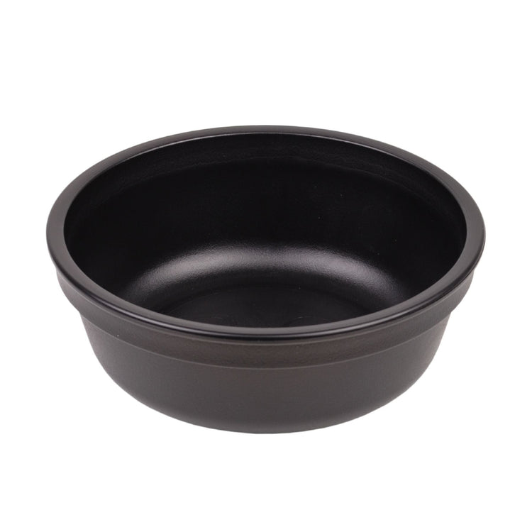 Single Re-Play recycled plastic deep kids feeding bowl with gently curved sides on a clean white background, available in Australia in  Black.