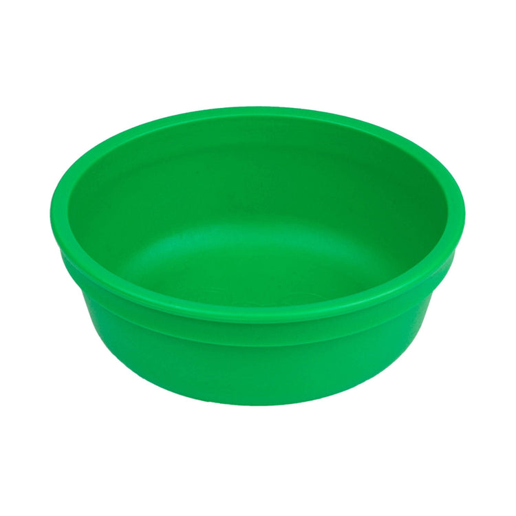 Single Re-Play recycled plastic deep kids feeding bowl with gently curved sides on a clean white background, available in Australia in Kelly Green.