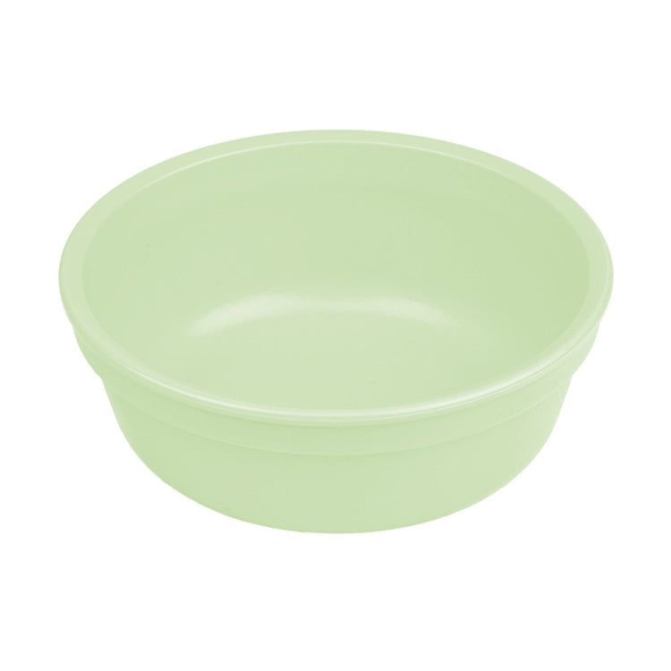 Single Re-Play recycled plastic deep kids feeding bowl with gently curved sides on a clean white background, available in Australia in  Leaf.