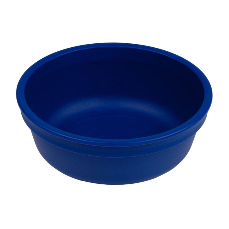 Single Re-Play recycled plastic deep kids feeding bowl with gently curved sides on a clean white background, available in Australia in Navy Blue.