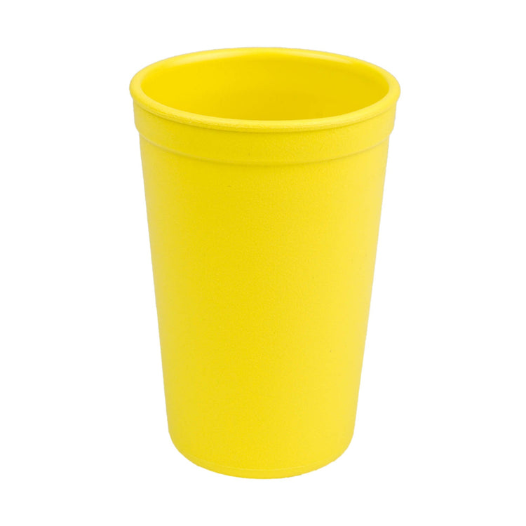 Single Re Play recycled plastic kids open top tumbler cup with a textured surface finish on a clean white background, available in Australia in Yellow.