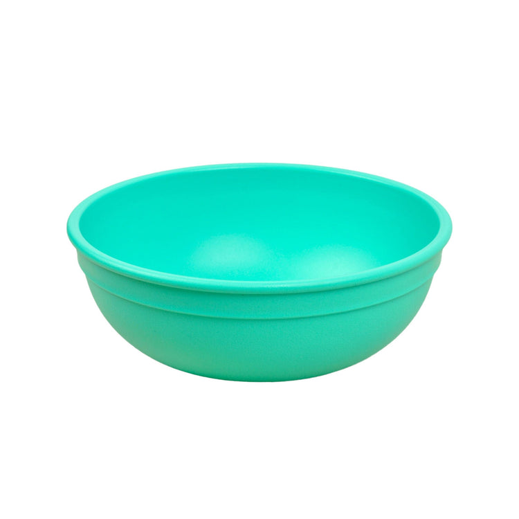 Single Re-Play recycled plastic large kids bowl with deep sloping walls on a clean white background, available in Australia in Aqua