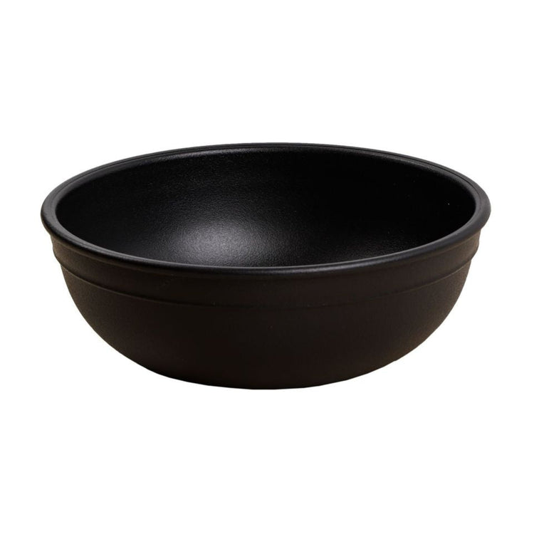 Single Re-Play recycled plastic large kids bowl with deep sloping walls on a clean white background, available in Australia in Black