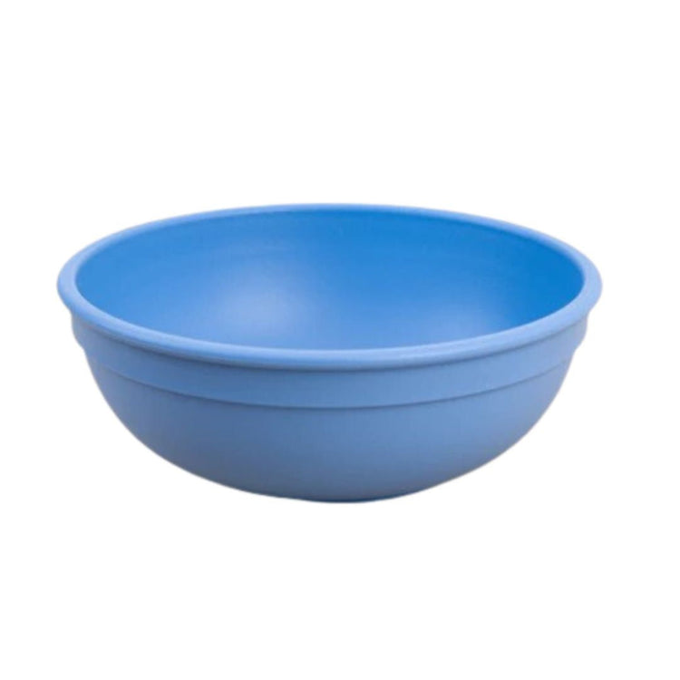 Single Re-Play recycled plastic large kids bowl with deep sloping walls on a clean white background, available in Australia in Denim