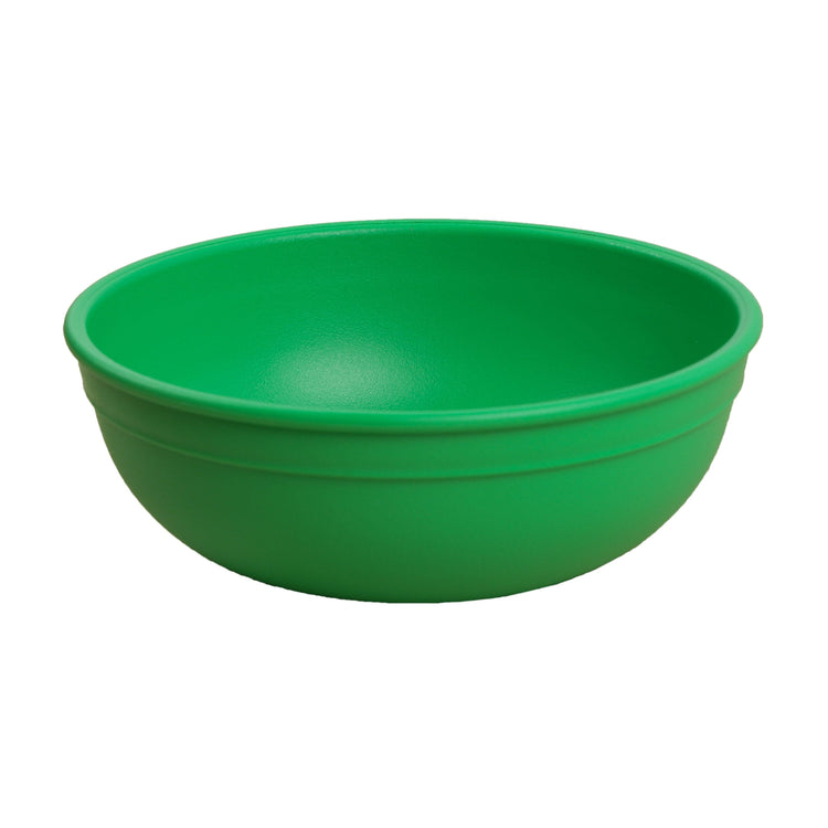 Single Re-Play recycled plastic large kids bowl with deep sloping walls on a clean white background, available in Australia in Kelly Green