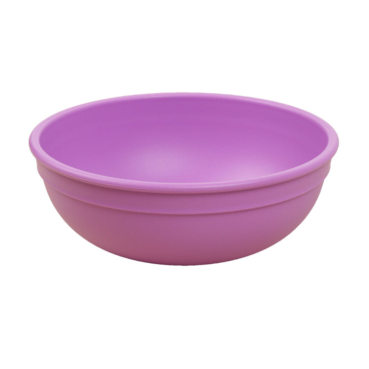 Single Re-Play recycled plastic large kids bowl with deep sloping walls on a clean white background, available in Australia in Purple