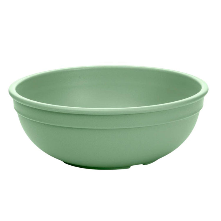 Single Re-Play recycled plastic large kids bowl with deep sloping walls on a clean white background, available in Australia in Sage