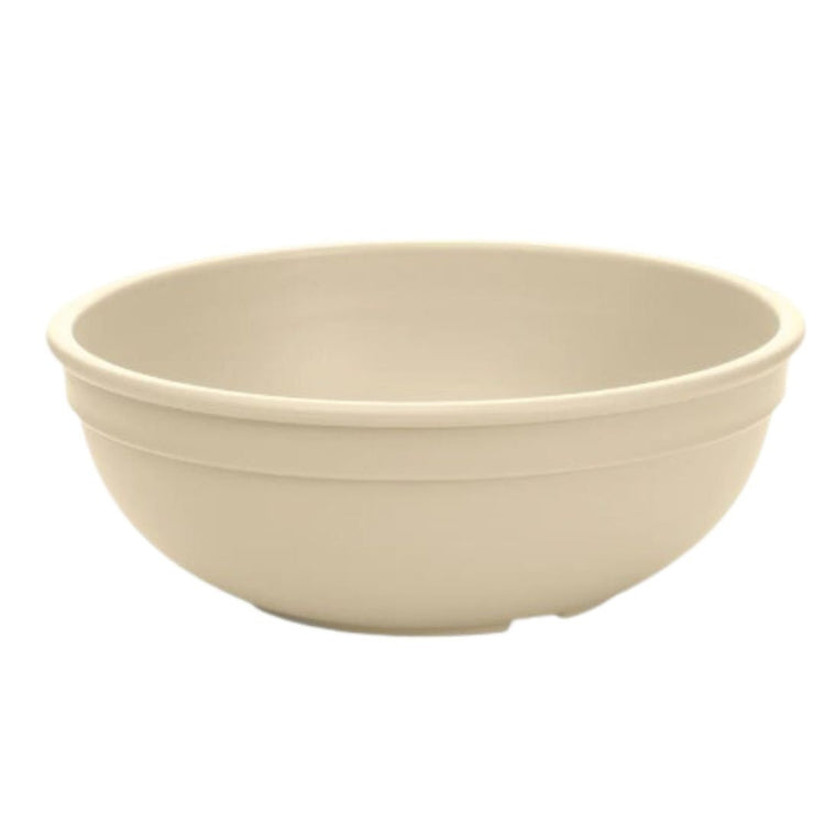 Single Re-Play recycled plastic large kids bowl with deep sloping walls on a clean white background, available in Australia in  Sand