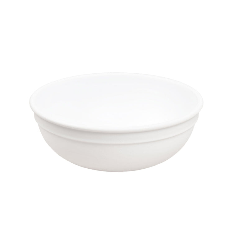 Single Re-Play recycled plastic large kids bowl with deep sloping walls on a clean white background, available in Australia in White