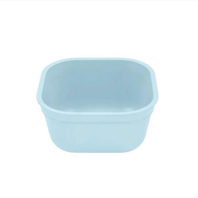 Single Re-Play recycled plastic 12oz square bowl with deep sides on a clean white background, available in Australia in ice blue