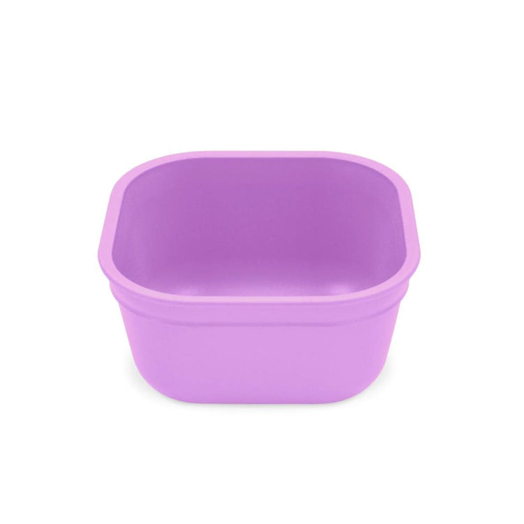 Single Re-Play recycled plastic 12oz square bowl with deep sides on a clean white background, available in Australia in purple.