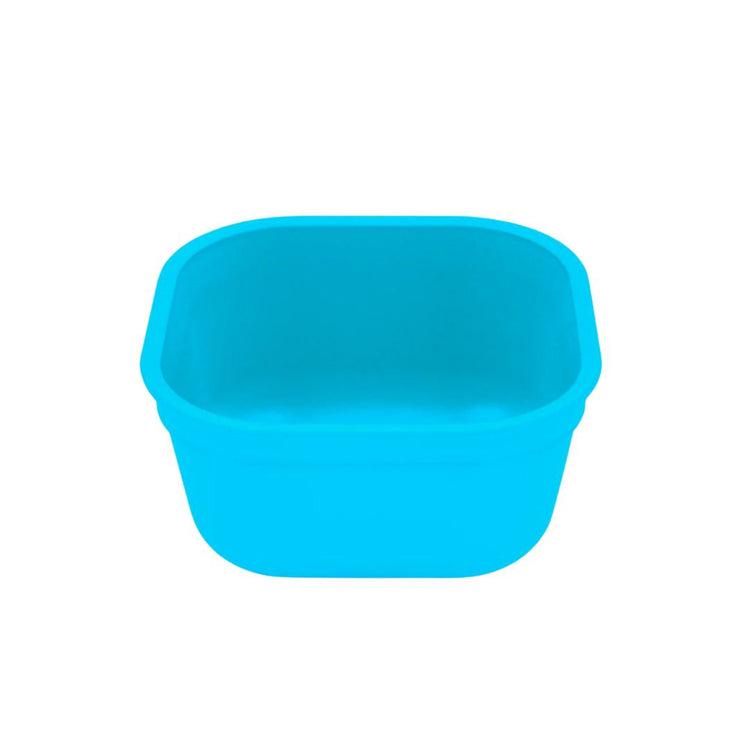 Single Re-Play recycled plastic 12oz square bowl with deep sides on a clean white background, available in Australia in sky blue.
