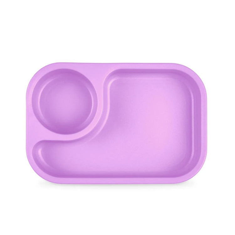 Single Re-Play recycled plastic compact tiny tray featuring an integrated round dipping sauce compartment on a clean white background, available in Australia in purple