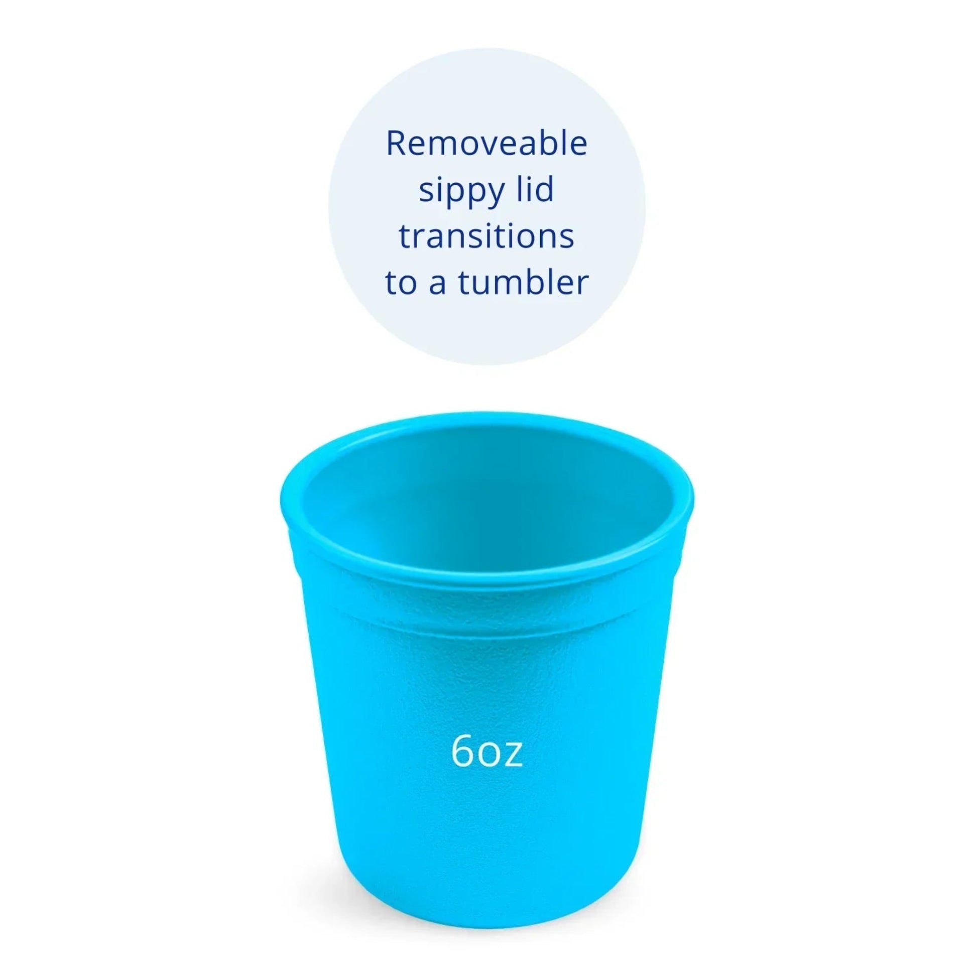 Single Re Play recycled plastic tiny tumbler training cup shown without the lid identifying alternative use as a stand alone cup.