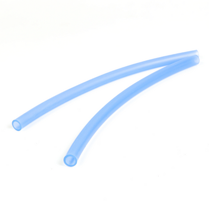 Two single Re-Play replacement reusable silicone straw with a built in stopper ring on a clean white background, available in Australia in blue