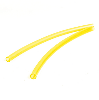 Two single Re-Play replacement reusable silicone straw with a built in stopper ring on a clean white background, available in Australia in yellow.