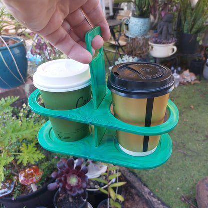 Using the eco friendly EcoSip Duo coffee carrier on a morning cafe run. Practical, durable, and dishwasher safe.