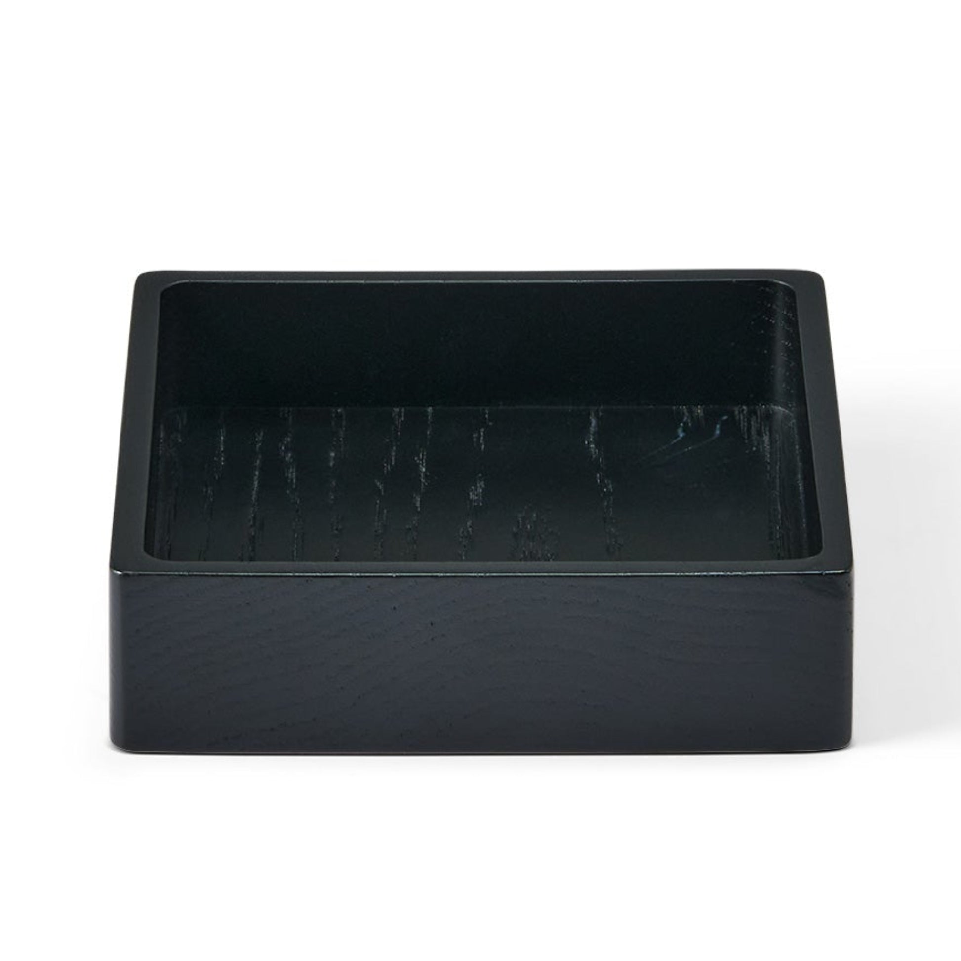 LIND DNA Square recycled leather coaster box black side view.