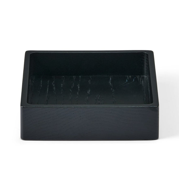 LIND DNA Square recycled leather coaster box black side view.