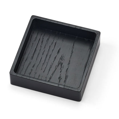 LIND DNA Square recycled leather coaster box black top view.