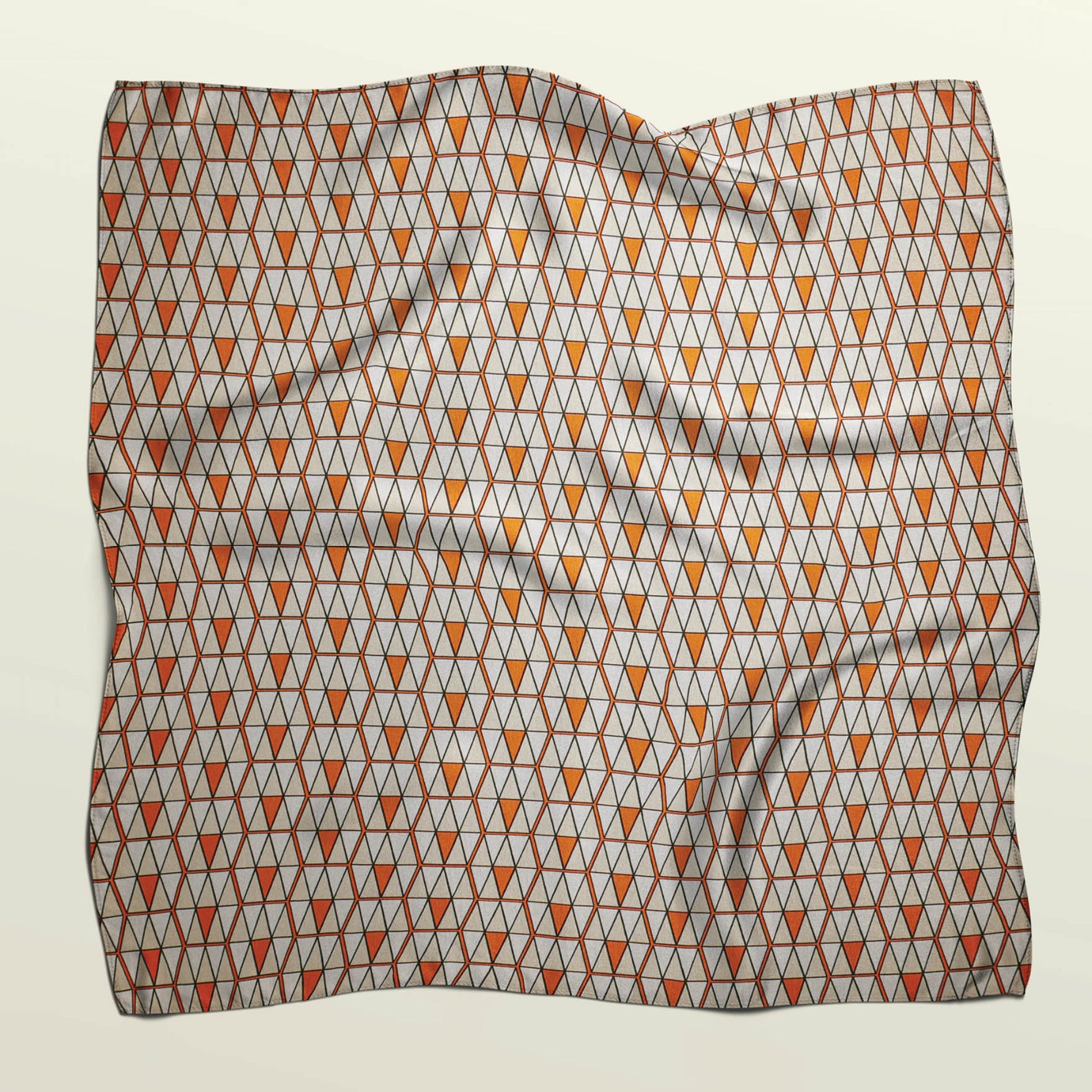 Flat unfolded sheet of Triangulation reusable fabric wrap. Zero-waste textile alternative to paper wrapping.
