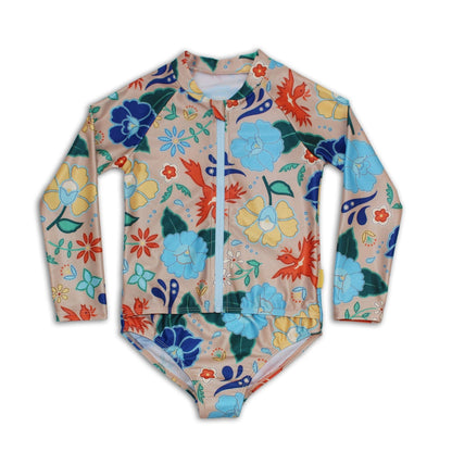 Girls one piece long sleeve surfsuit with front zip in Phoenix.