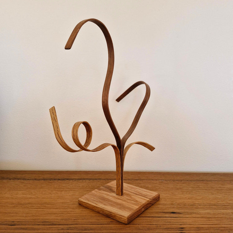 Side view of handcrafted timber sculpture by Upcycled Wood Designs