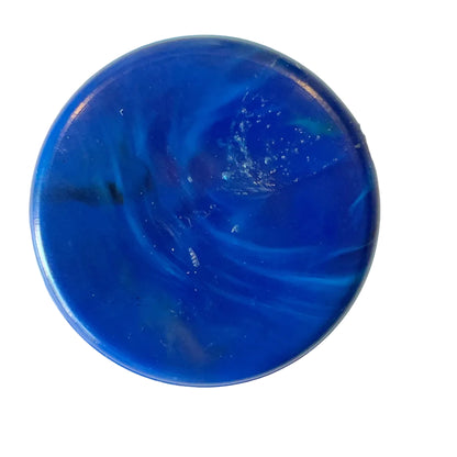 Upcycler 50mm round drawer pull made from 100 percent recycled plastic with marbled pattern in blue. Sustainable cabinet knob in Australia.