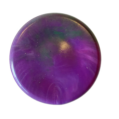 Upcycler 50mm round drawer pull made from 100 percent recycled plastic with marbled pattern in purple. Sustainable cabinet knob in Australia.