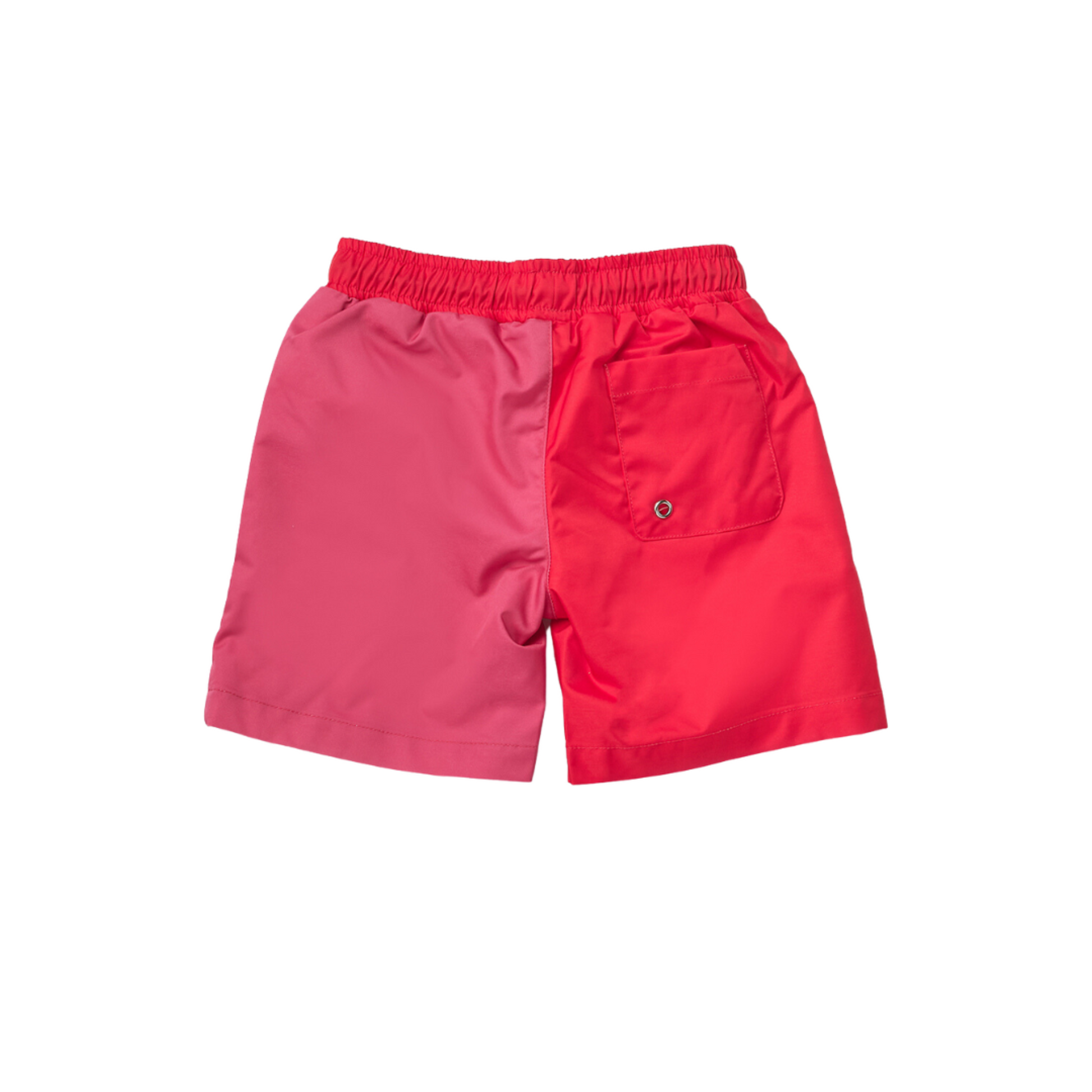 Back view of the UPF 50+ kids quick dry board shorts showcasing rear coverage and lightweight recycled fabric.