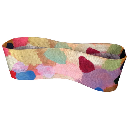 Wild Mingo premium fabric resistance band featuring the colorful Joy printed artwork design. Non slip booty loop band in Australia.