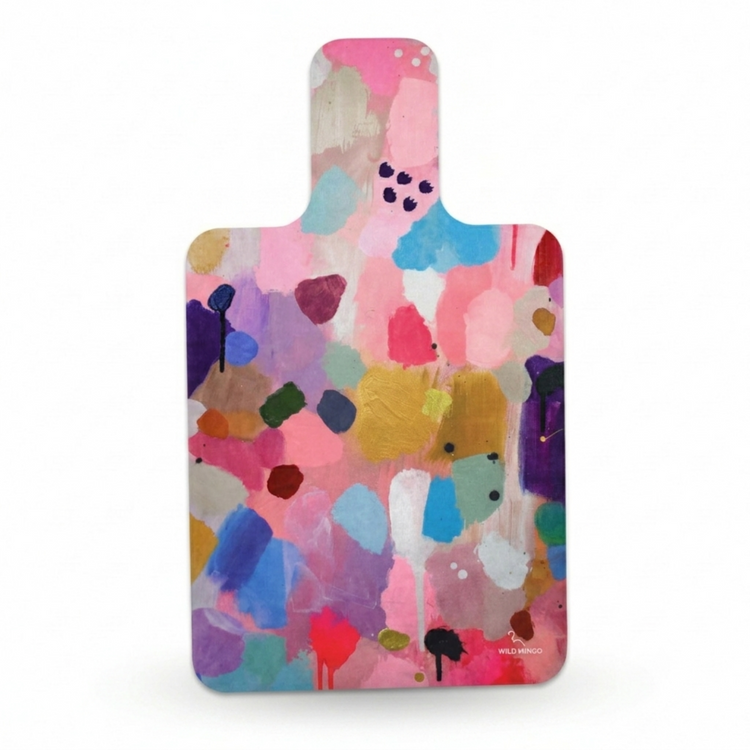 Wild Mingo microfibre suede reformer Pilates mat featuring the colorful Joy printed artwork design, made in Australia.