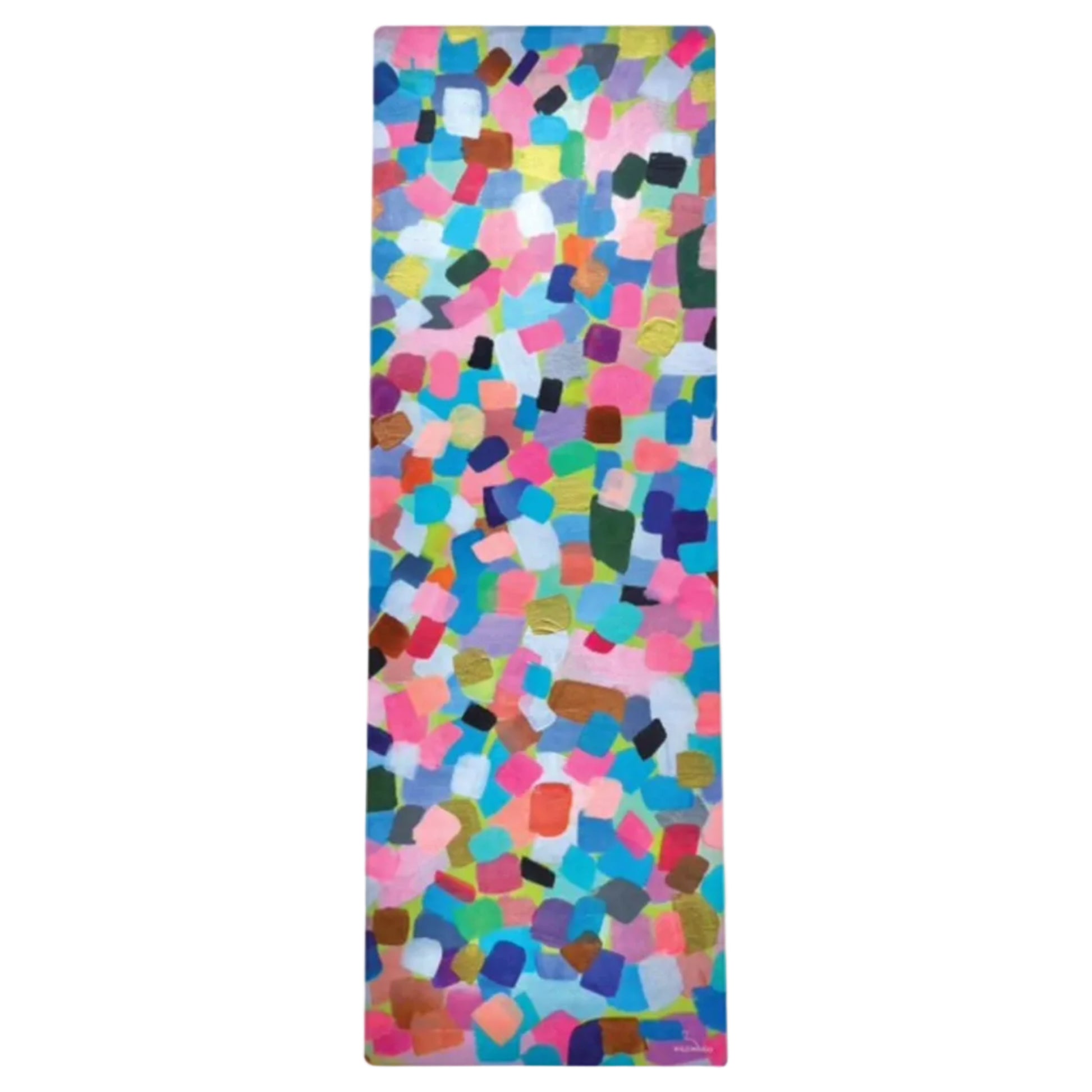 Eco-friendly recycled rubber yoga mat by Wild Mingo in the modern colourful Confetti pattern print for Pilates.
