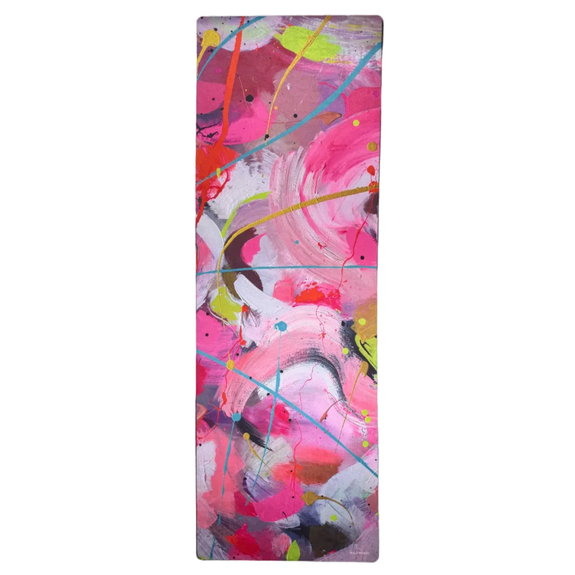 Eco-friendly recycled rubber yoga mat by Wild Mingo in the modern colourful Flamingle pattern print for Pilates.