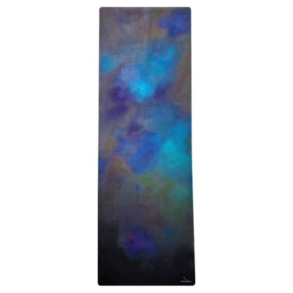 Eco-friendly recycled rubber yoga mat by Wild Mingo in the modern colourful Mystique pattern print for Pilates.