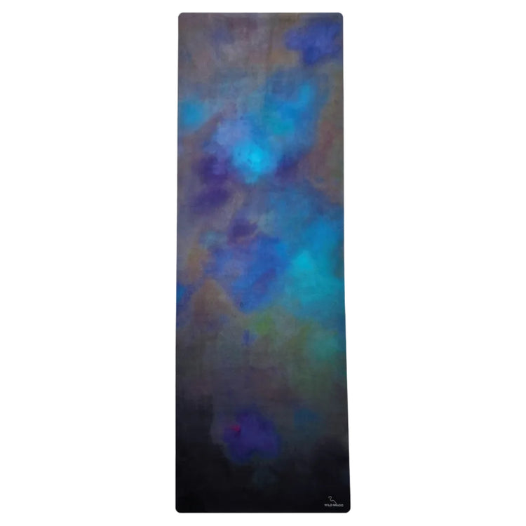 Eco-friendly recycled rubber yoga mat by Wild Mingo in the modern colourful Mystique pattern print for Pilates.