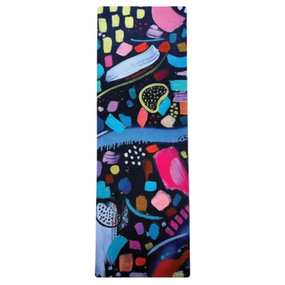 Eco-friendly recycled rubber yoga mat by Wild Mingo in the modern colourful Wild one pattern print for Pilates.