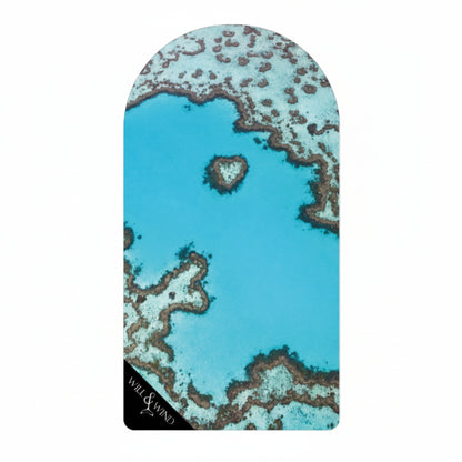 Will & Wind Heart Reef car seat towel. Eco friendly recycled plastic microfibre auto seat cover, fast shipping Australia.