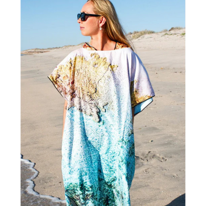Will and Wind Kalbarri adult hooded towel poncho front view. Sustainable sand free quick dry changing robe, fast shipping Australia wide.