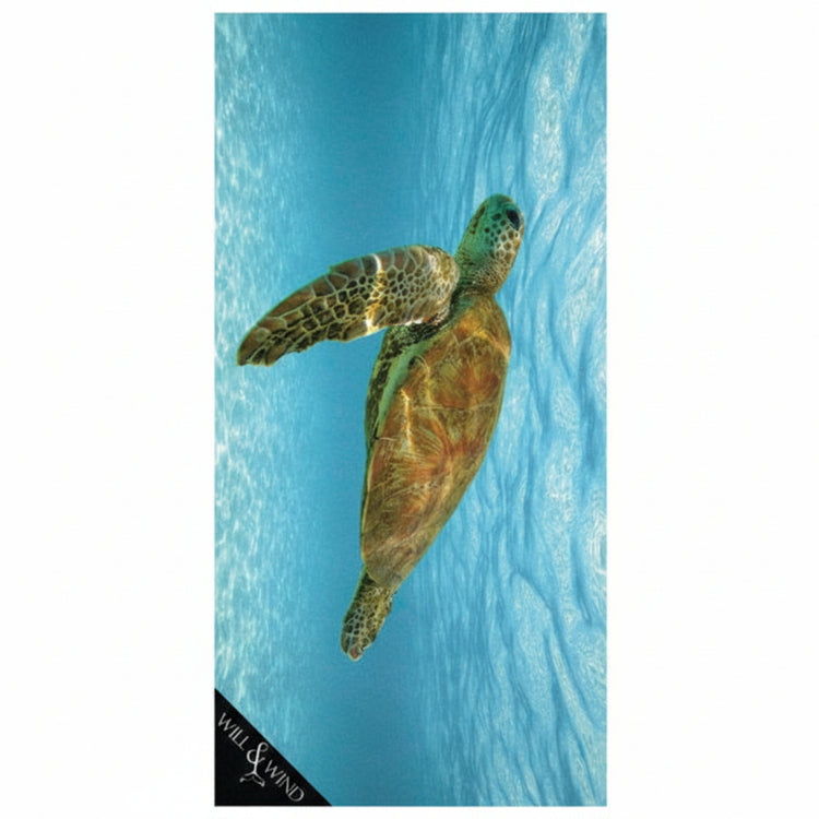 Will & Wind Green Sea Turtle ocean photography towel. Ultra absorbent quick dry sandless swim towel, Australian delivery.