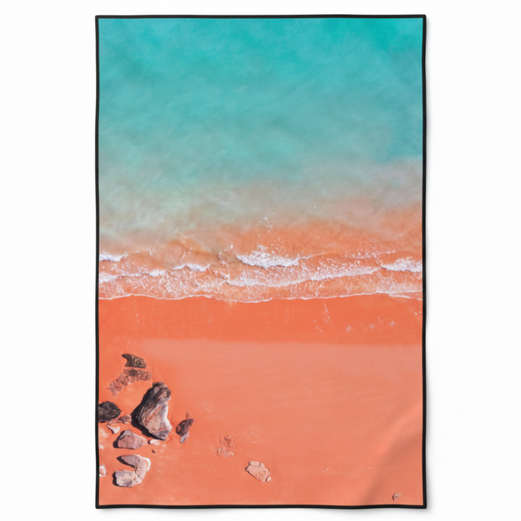 Will and Wind Kimberley towel. Aerial coastal design sandless quick dry towel, fast shipping Australia wide.