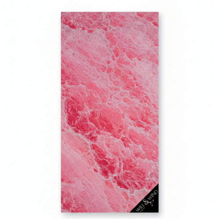 Will & Wind Pink Lake aerial landscape photography towel. Vibrant lightweight sandless microfiber towel, Australia wide.