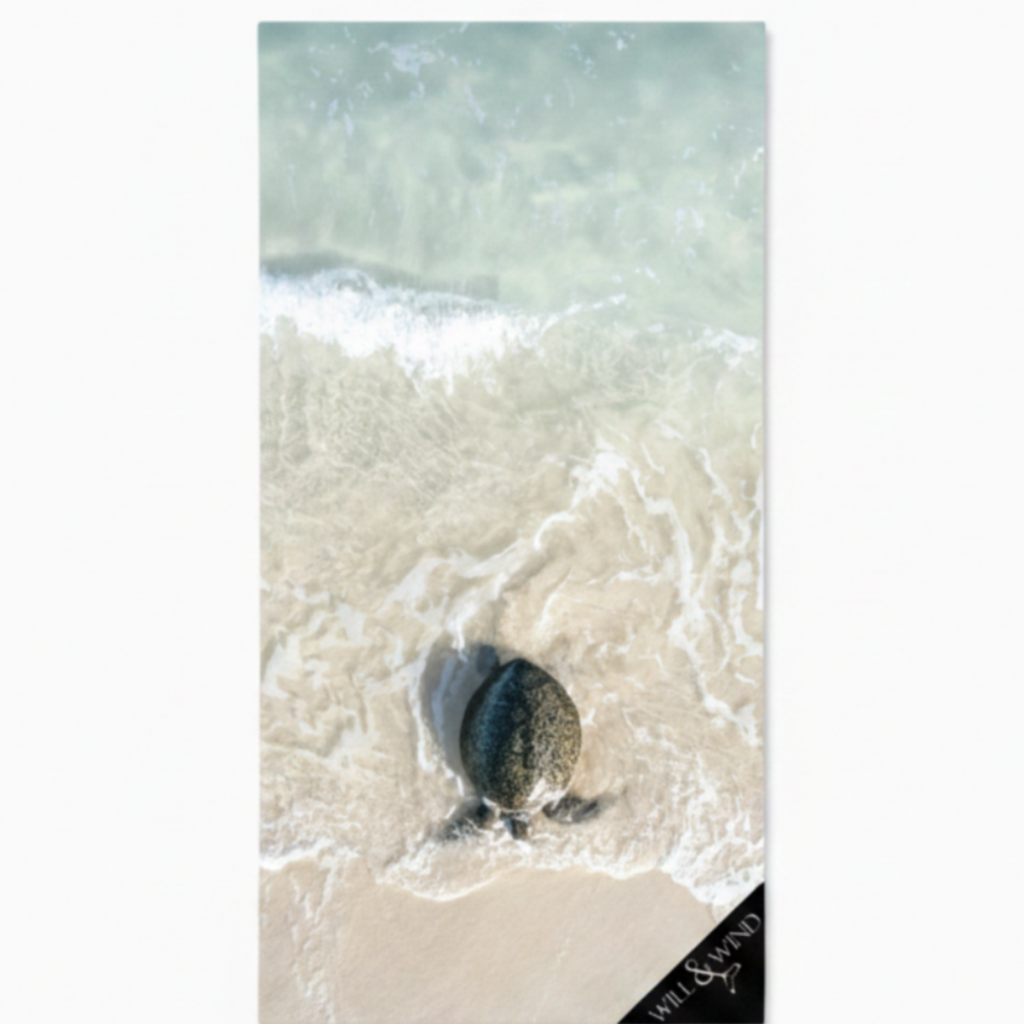 Will & Wind Turtle on Beach nature print towel. Absorbent sand free rPET microfiber holiday towel, delivery Australia wide.