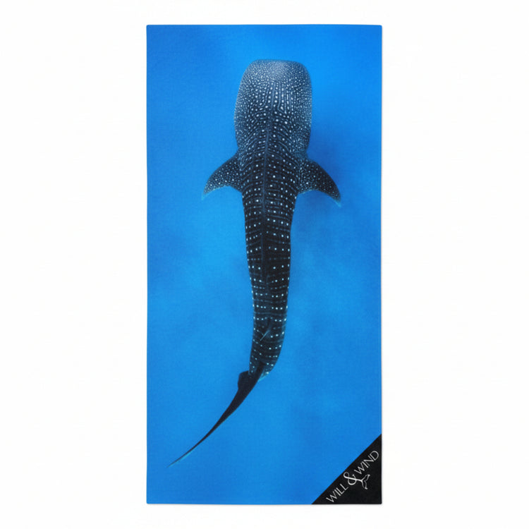 Will & Wind Whale Shark marine wildlife photography towel. Premium quick drying eco friendly travel towel, Australia.
