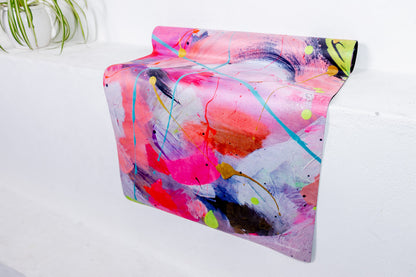 Wild Mingo Flamingle Yoga | Pilates | Workout mat sitting on a ledge in a studio near a pot plant