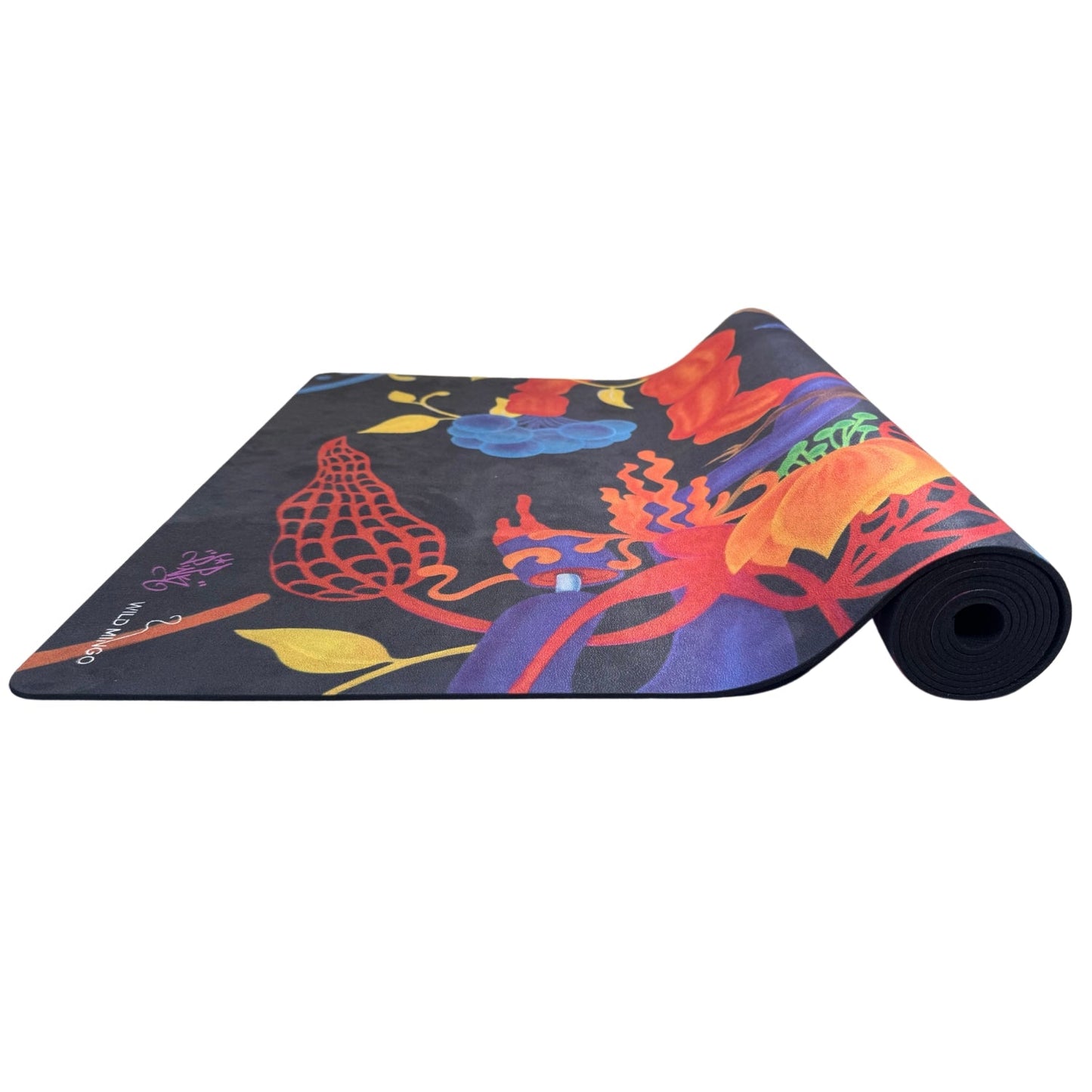 Yoga Mat | Wild Mingo | Lady Pink Recycled Rubber & Microsuede non-slip on a white background side view